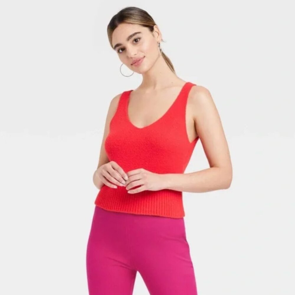 A New Day - Women's V-Neck Fuzzy Sweater Tank - New Without Tag